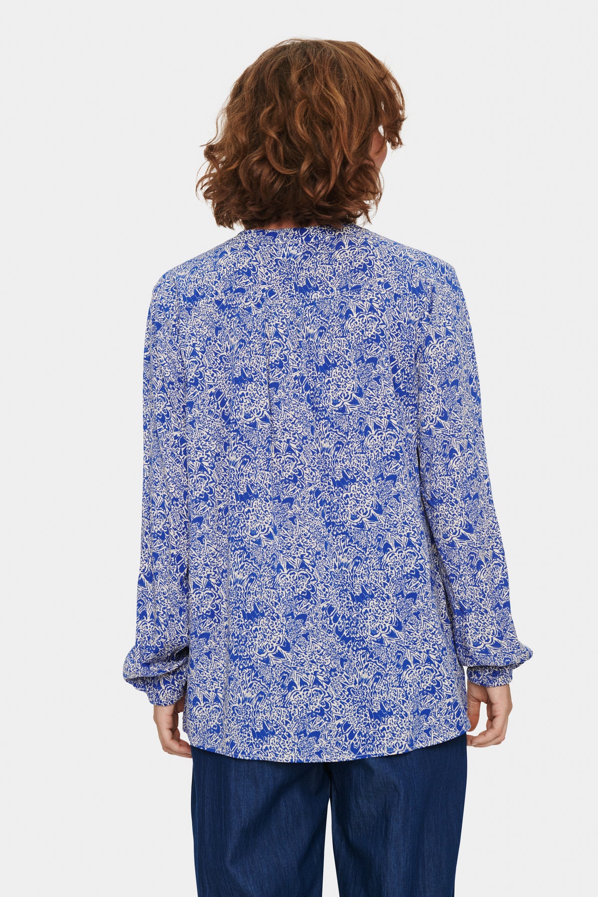 Saint Tropez Eda Surf Blue Peacock Stroke Print Blouse, 30511901