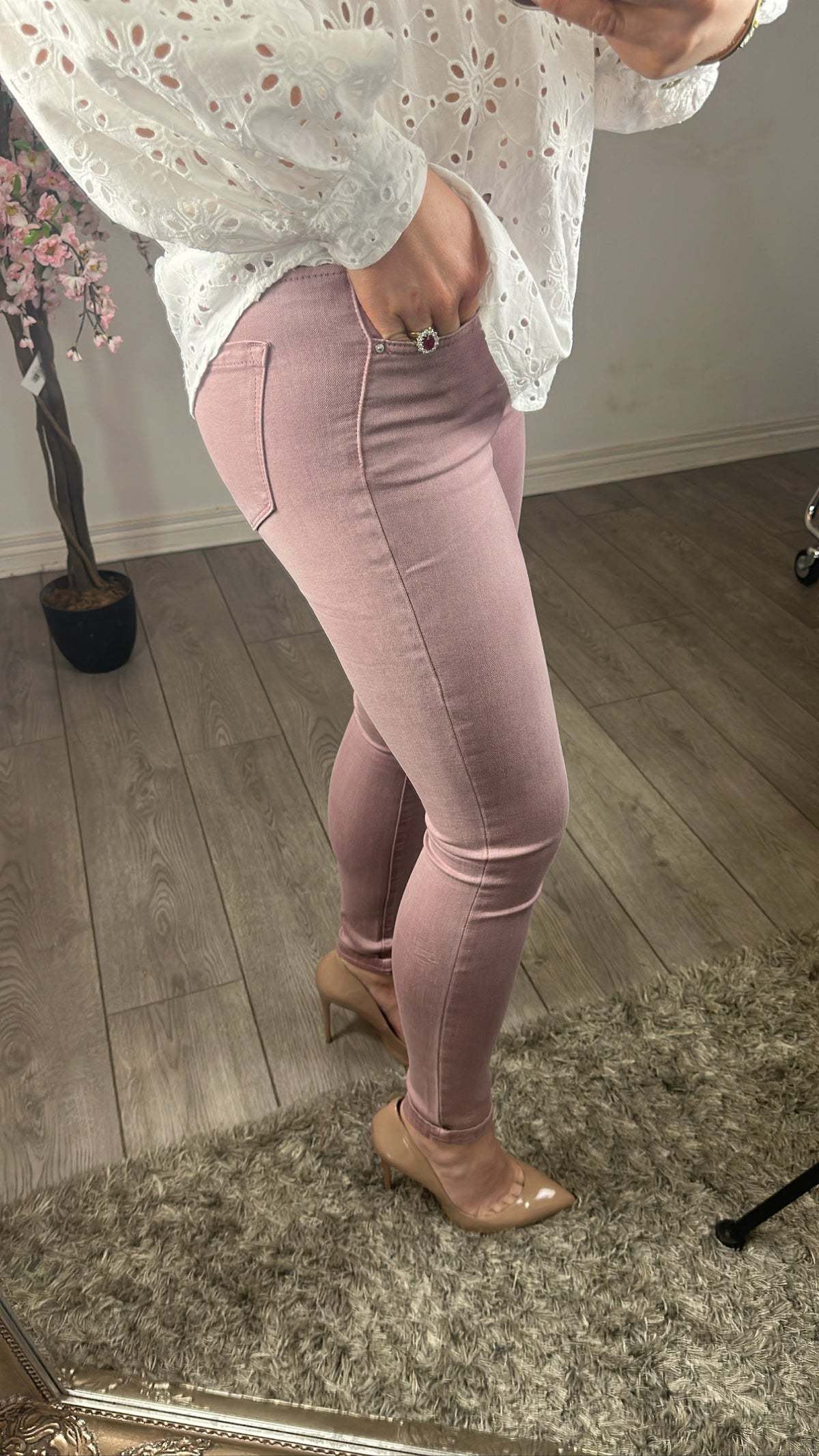 Toxik 360 HighWaisted Bum Lift Dusky Pink Jeans, L1700