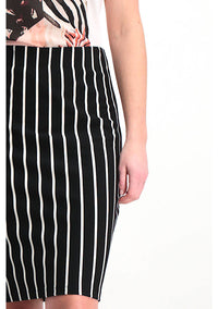 Garcia Black Striped Pencil Skirt, P80327 freeshipping - Ruby 67 Boutique